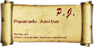 Poparadu Jusztus névjegykártya