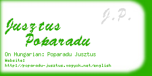 jusztus poparadu business card